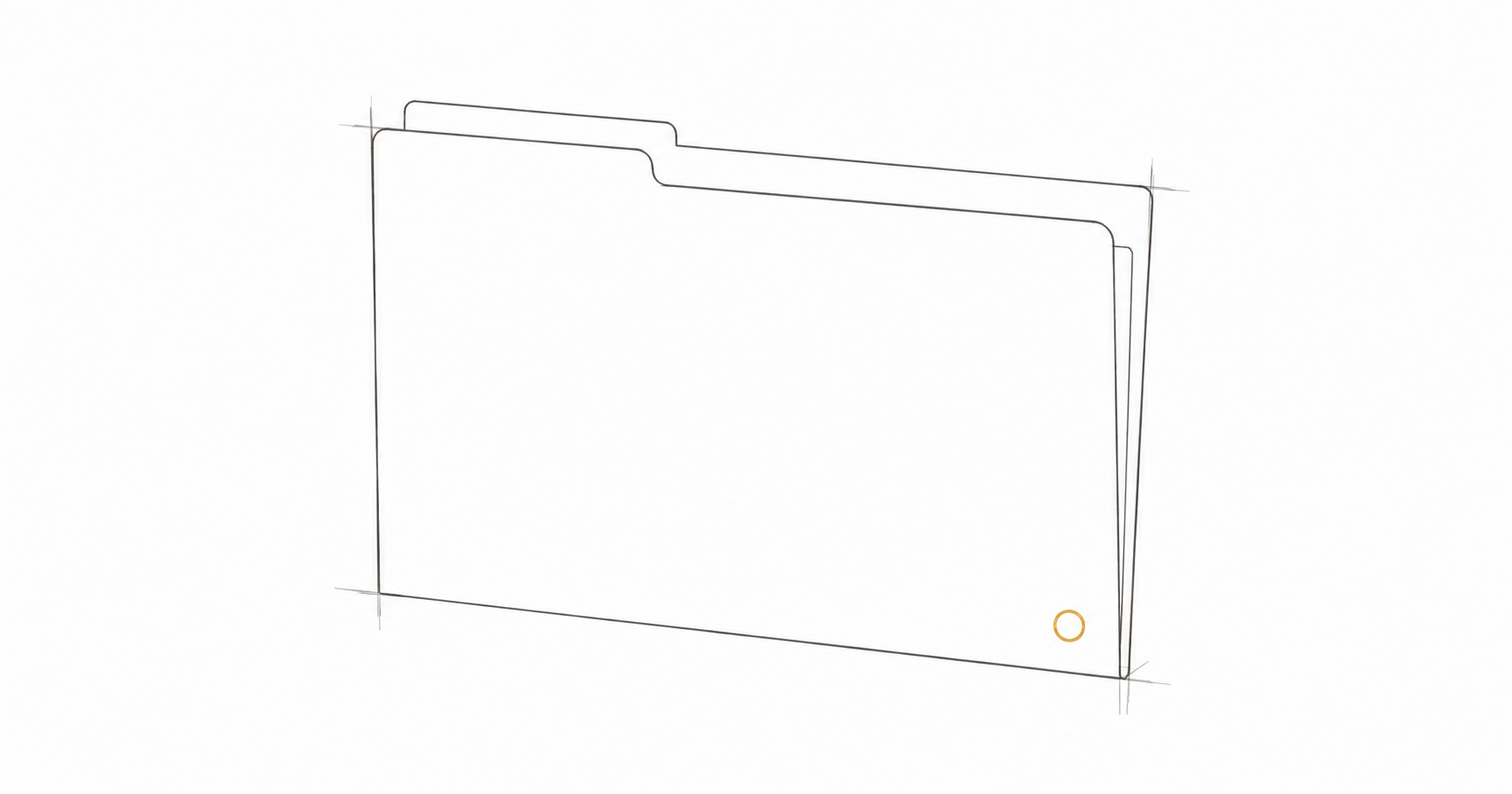 Minimalist hand-drawn folder outline with an amber circle accent, representing ASIC compliance documentation records.