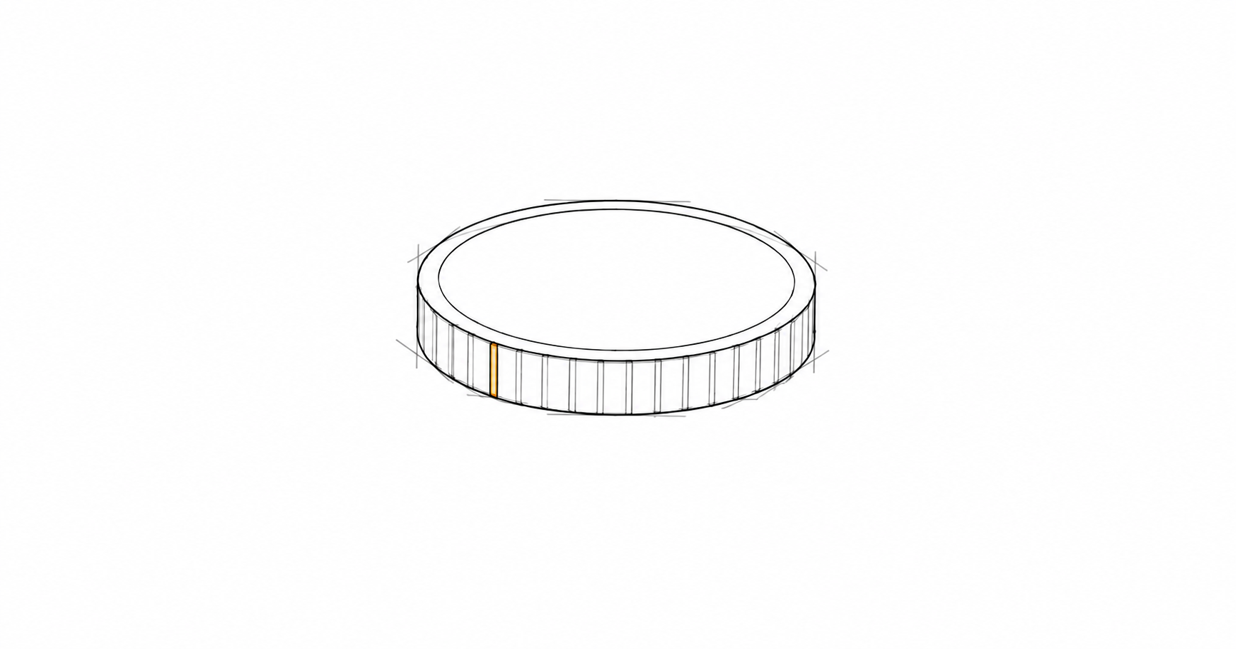 Minimal hand-drawn illustration of a single stacked coin, representing construction cost management and overhead reduction.