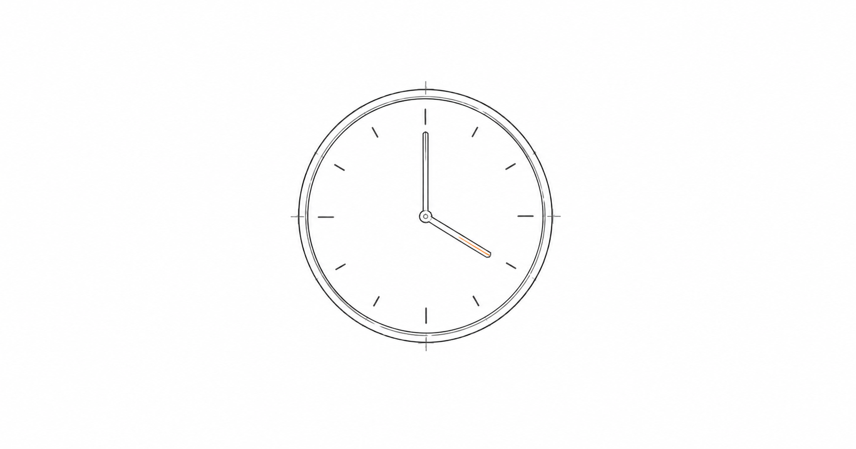 Minimal hand-drawn illustration of a clock face, representing protected creative time in agency operations.