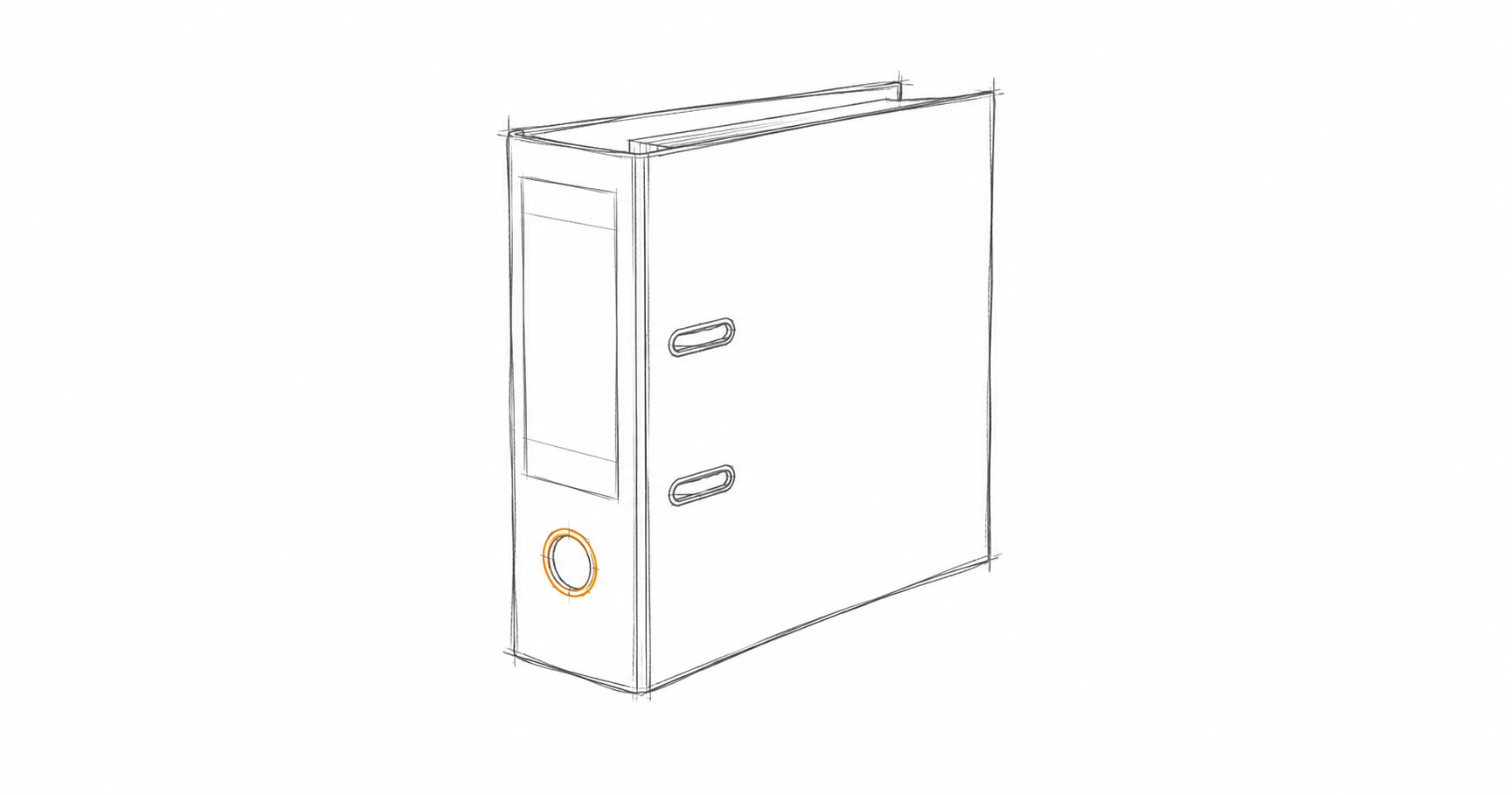 Minimalist hand-drawn lever arch file illustration representing NDIS SIL registration compliance documentation.