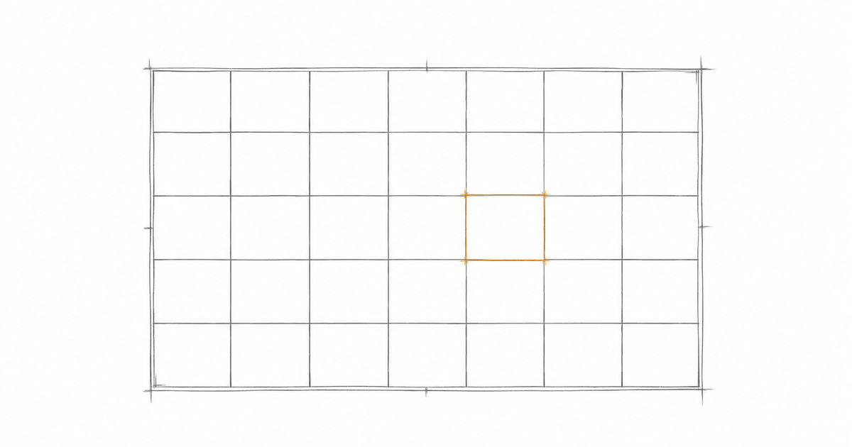 Minimal hand-drawn illustration of a roster grid with one highlighted cell and an amber accent, representing per-pay-run super checks for health and NDIS rosters.