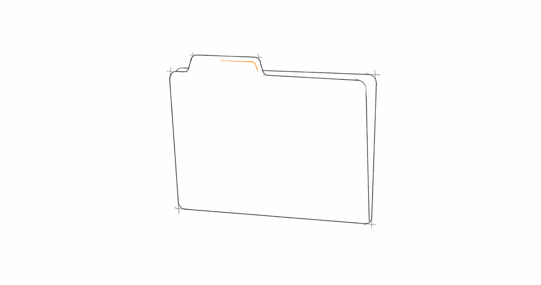 Minimal hand-drawn illustration of an upright manila folder tab, representing structured property file management.