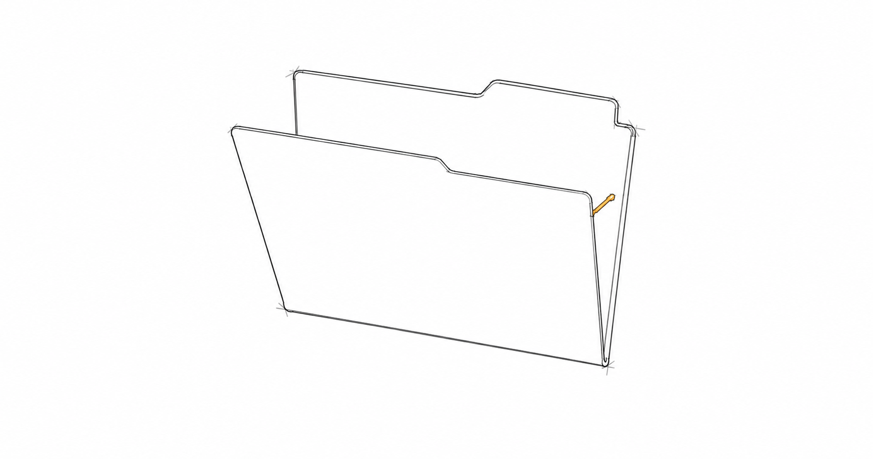 Minimal hand-drawn illustration of an open filing folder, representing licensing and compliance documentation for Queensland builders.
