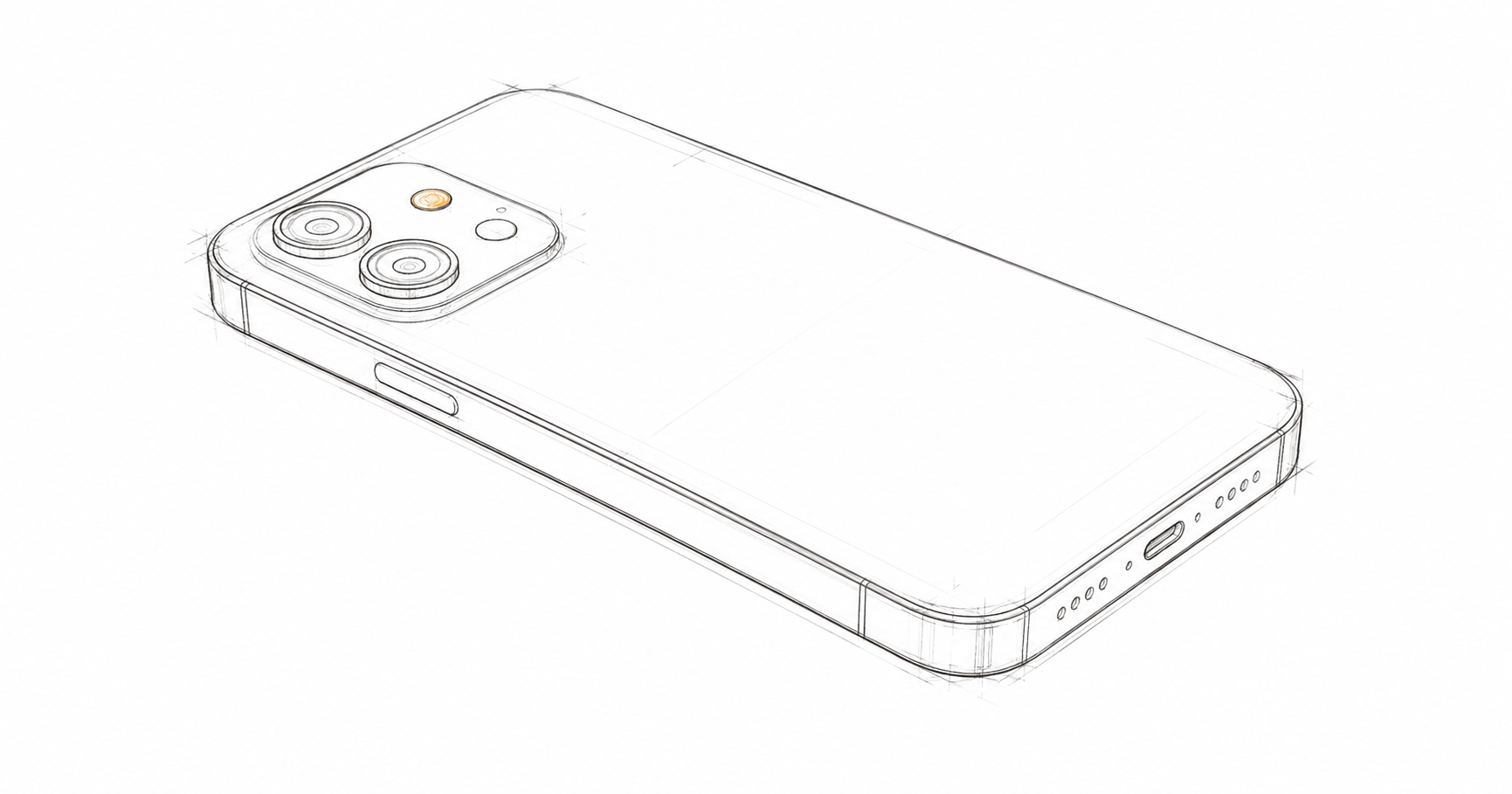 Minimalist hand-drawn illustration of a mobile phone face-down on a flat surface, with a small amber accent, representing after-hours disconnection.