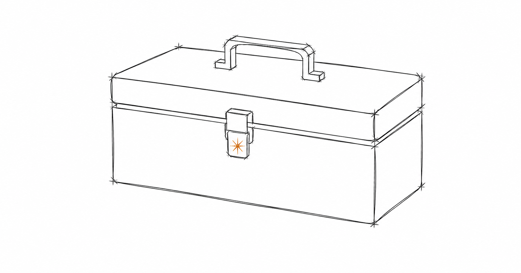 Minimalist hand-drawn closed toolbox with a subtle amber accent, representing trade capacity freed up and ready to deploy.
